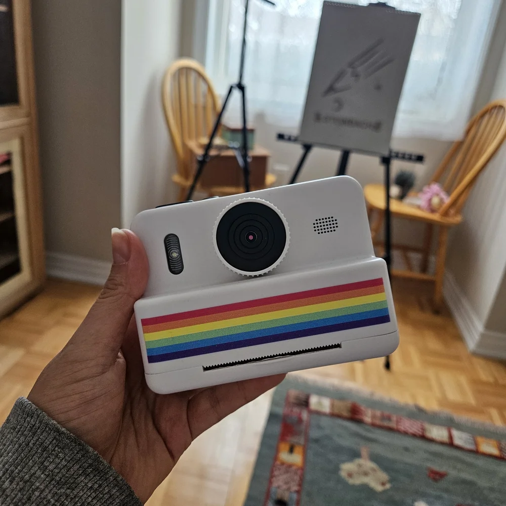 "BRAND NEW" White Instant Camera with Rainbow Stripe With 3 Photo Paper Roll. - Picture 1 of 10